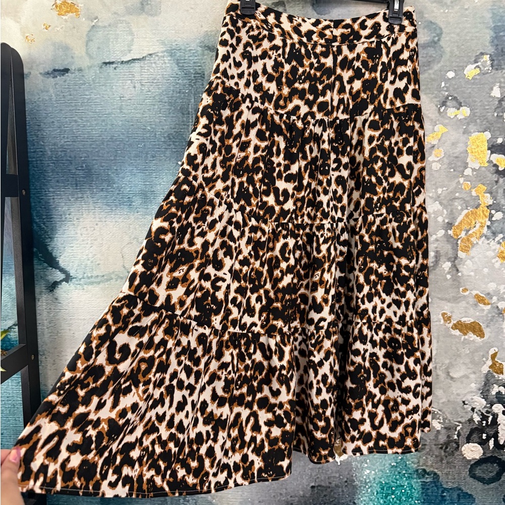 THML | Tiered Leopard Print Skirt